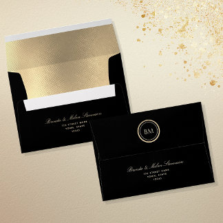 Elegant Black and Gold Wedding Envelope