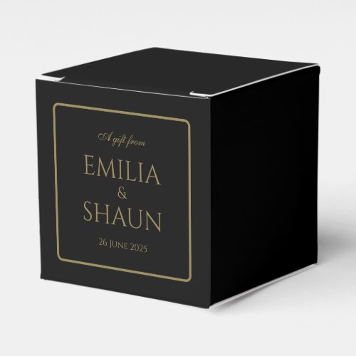 Elegant Black and Gold Wedding Favor Box