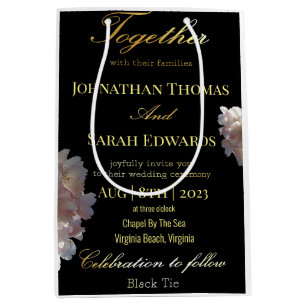 Elegant Black And Gold Wedding Favor Gift Bag