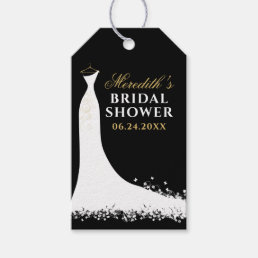 Elegant Black and Gold Wedding Gown Bridal Shower Gift Tags