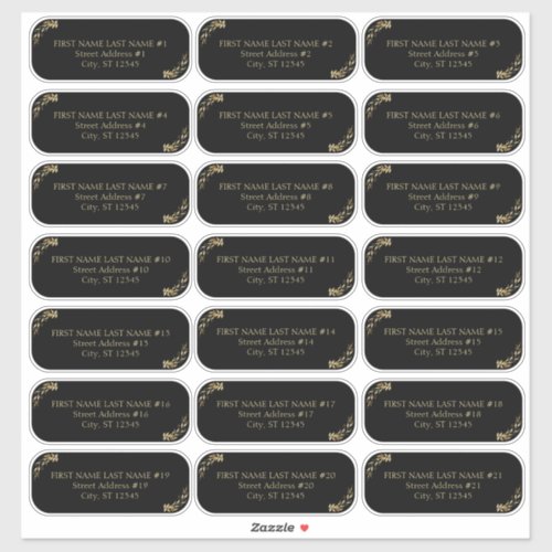 Elegant Black and Gold Wedding Guest Address Sticker