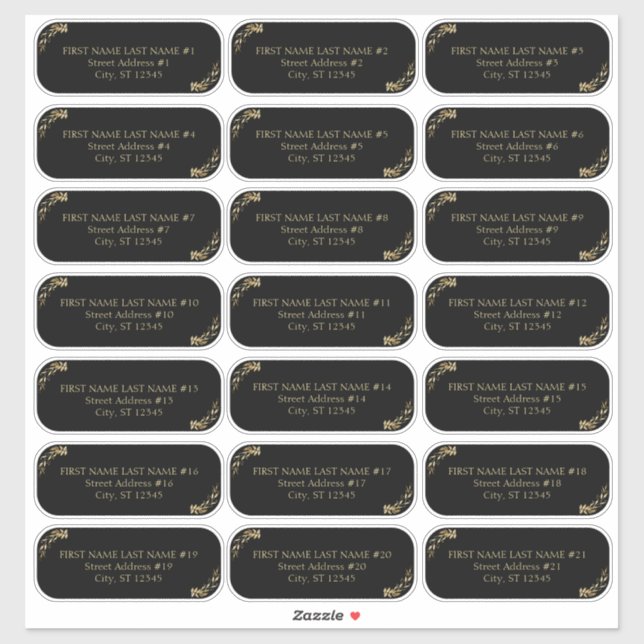 Elegant Black and Gold Wedding Guest Address Sticker (Sheet)