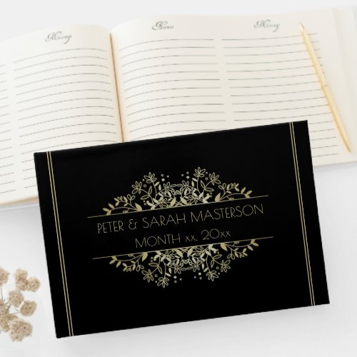 Elegant Black and Gold Wedding Guest Book