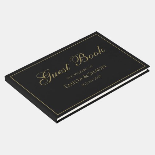 Elegant Black and Gold Wedding Guest Book