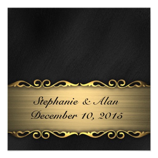 Elegant Black And Gold Wedding Invitations 8