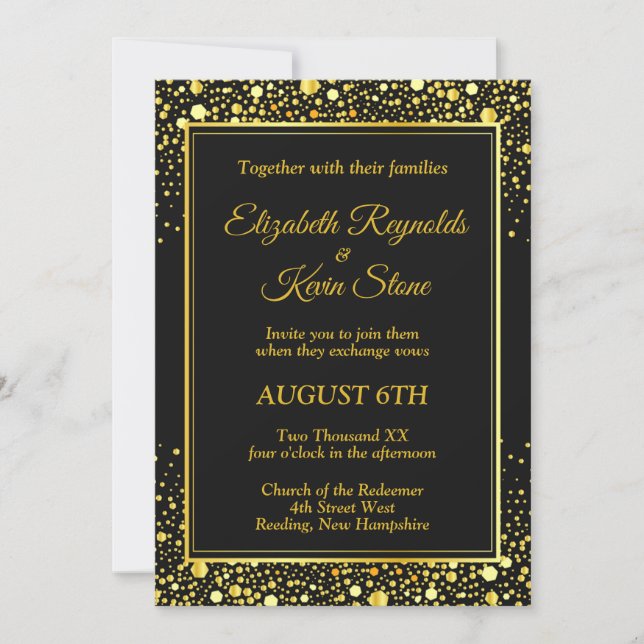 Elegant black and gold wedding Invitation (Front)