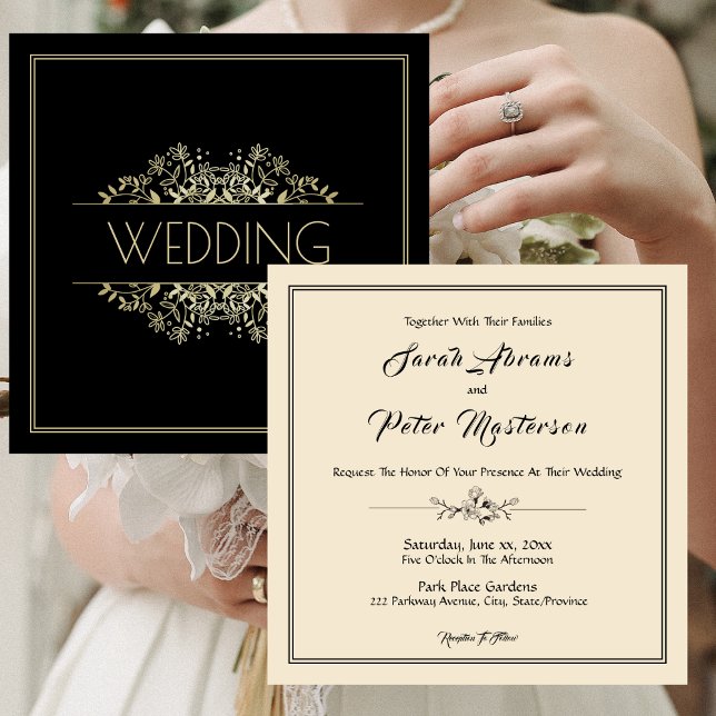 Elegant Black and Gold Wedding Invitation (Elegant Black and Gold Wedding Invitation)