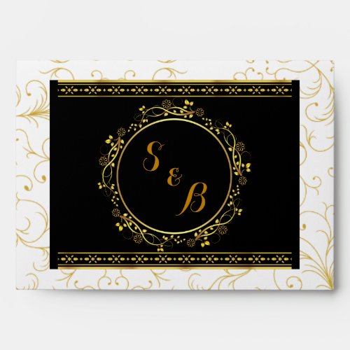 Elegant Black and Gold Wedding Invitation Envelope