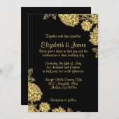 Elegant Black And Gold Wedding Invitations (Front/Back)