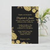 Elegant Black And Gold Wedding Invitations (Standing Front)