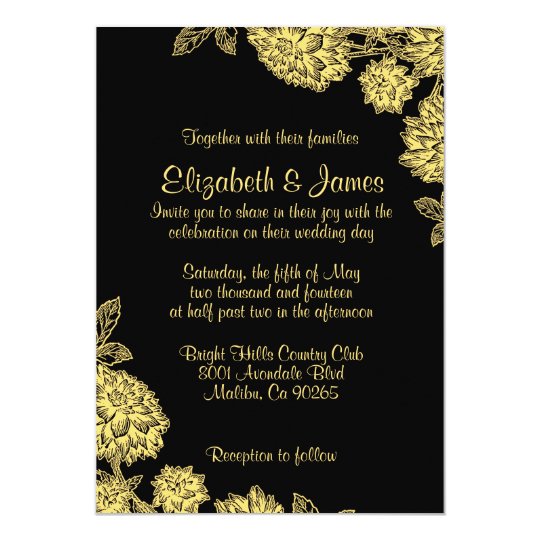 black and gold wedding invitations
