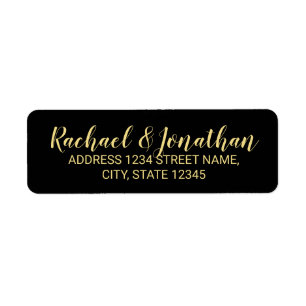 Elegant Black and Gold Wedding Label