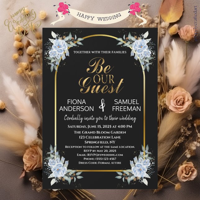 Elegant Black and Gold Wedding Magnet Favors  (Creator Uploaded)