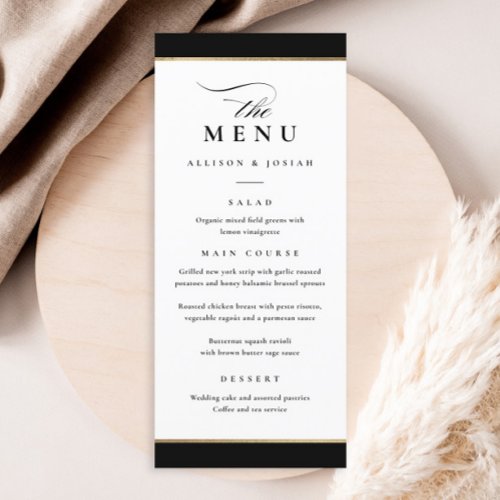 Elegant Black and Gold Wedding Menu