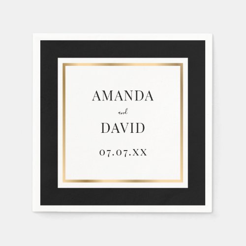 Elegant Black and Gold Wedding Napkins