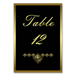 Elegant Black and Gold Wedding Number 12 Table Number