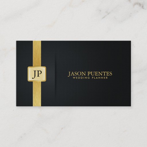 Customizable Elegant Black and Gold Wedding Planner Business Card