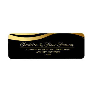 Elegant Black and Gold Wedding Return Address Label
