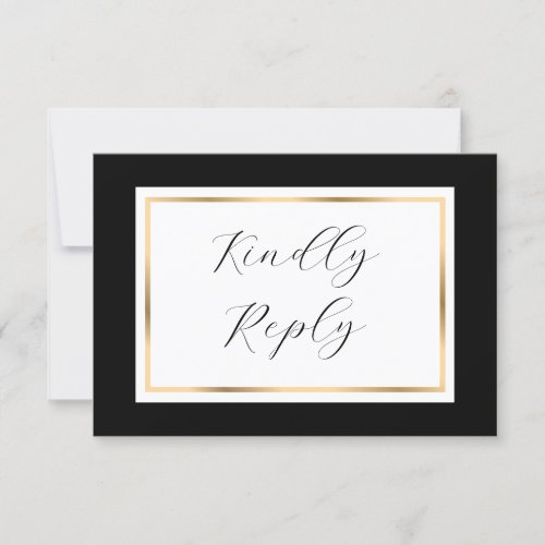 Elegant Black and Gold Wedding RSVP Card