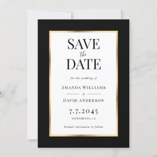 Elegant Black and Gold Wedding Save The Date Card