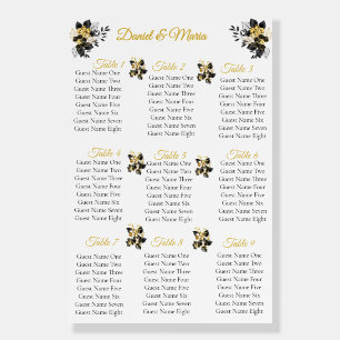 Elegant Black and Gold Wedding Seating Chart Foam Board