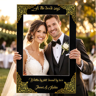 Elegant Black and Gold Wedding Selfie Frame