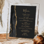 Elegant Black And Gold Wedding Table Menu Poster at Zazzle