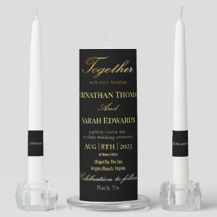 Elegant Black And Gold Wedding Unity Candle Set