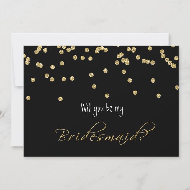 Elegant black and Gold Will you be my bridesmaid? Invitation (Front)