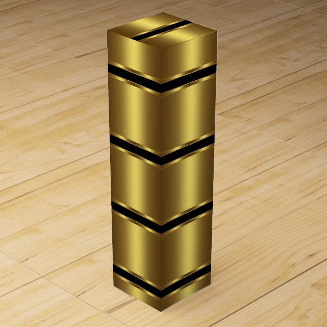 Elegant Black and Gold Wine Box (Front)