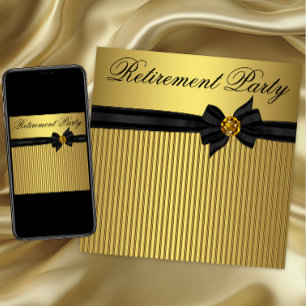 Elegant Black and Gold Womans Retirement Party Invitation