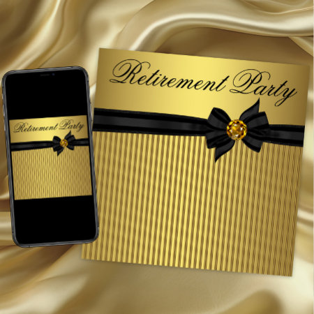 Elegant Black And Gold  Womans Retirement Party Invitation