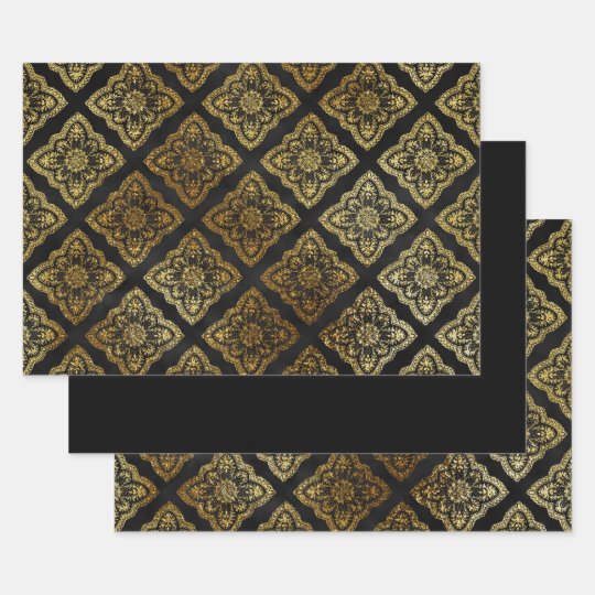 Elegant Black and Gold Wrapping Paper Sheets