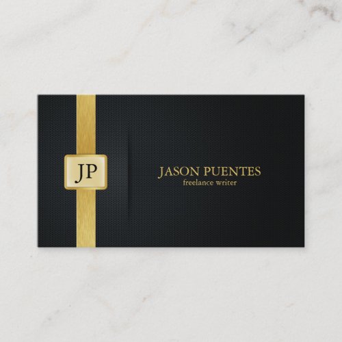 Elegant Black and Gold Writers Business Card