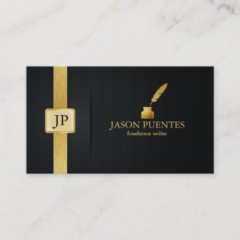 Elegant Black And Gold Writer's Business Card by eatlovepray at Zazzle