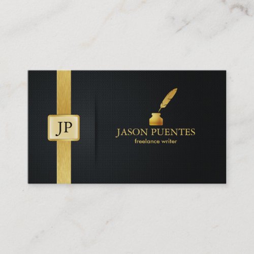 Elegant Black and Gold Writers Business Card