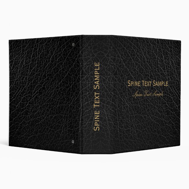 Elegant Black And Golden Vintage Faux Leather  3 Ring Binder (Background)