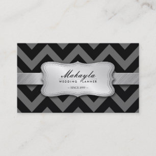 Elegant Black and Gray Chevron Pattern Business Card
