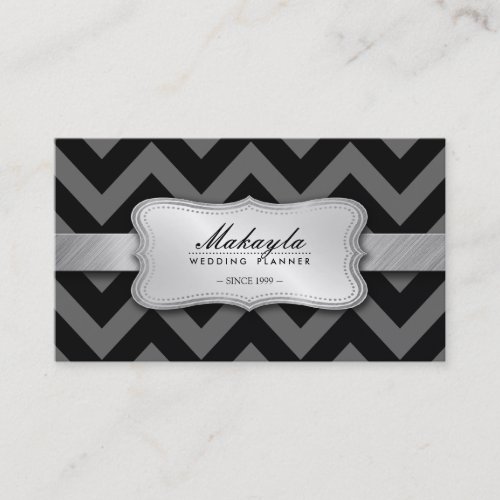 Elegant Black and Gray Chevron Pattern Business Card Templates