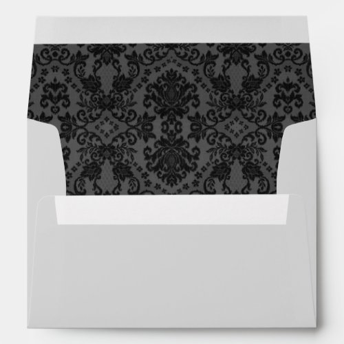 Elegant Black and Gray Damask Envelopes