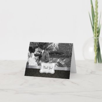 Elegant Black And Gray Damask Thank You Card by weddingsNthings at Zazzle