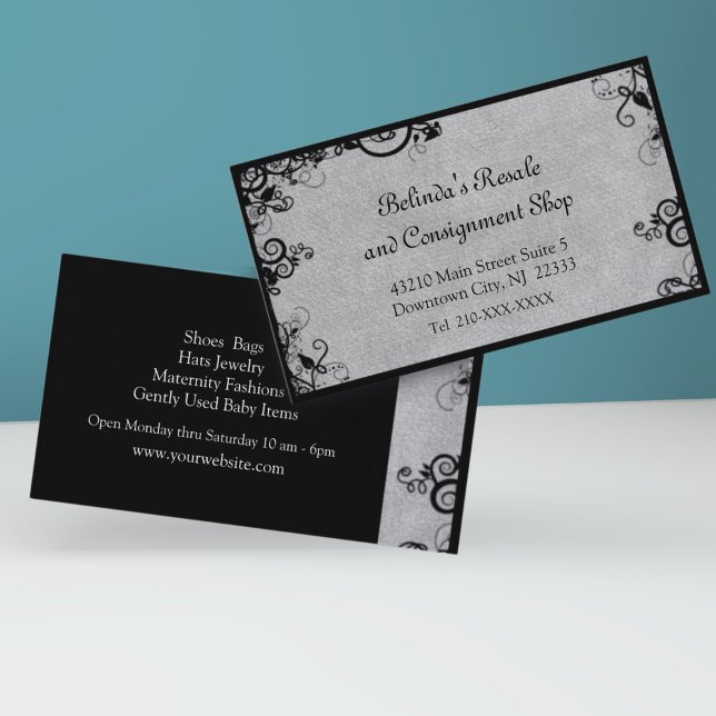 Elegant Black and Gray Deco Boutique Business Card (Creator Uploaded)