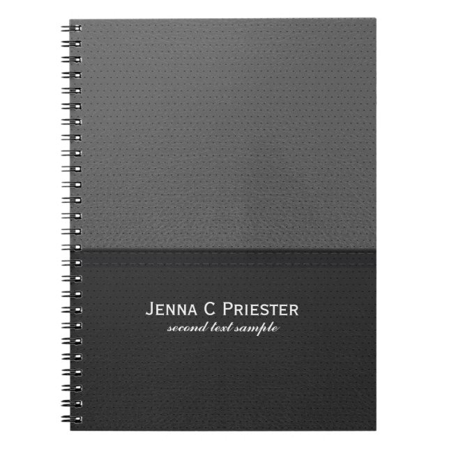 Elegant Black And Gray Faux Leather Notebook (Front)