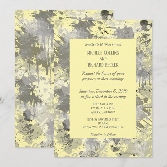 Elegant Black and Gray Invitation (Front/Back)
