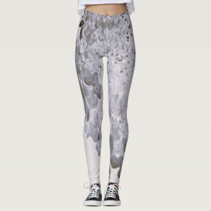 Elegant Black and Gray Limelight Hydrangea Leggings