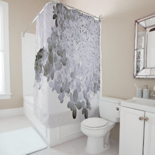 Elegant Black and Gray Limelight Hydrangea Shower Curtain