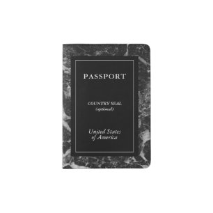 Elegant Black And Gray Marble Passport Holder