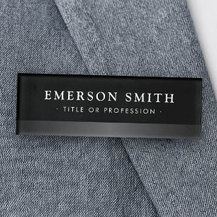 Elegant black and gray modern name tag