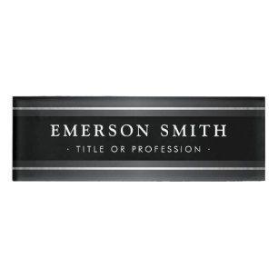 Elegant black and gray modern name tag