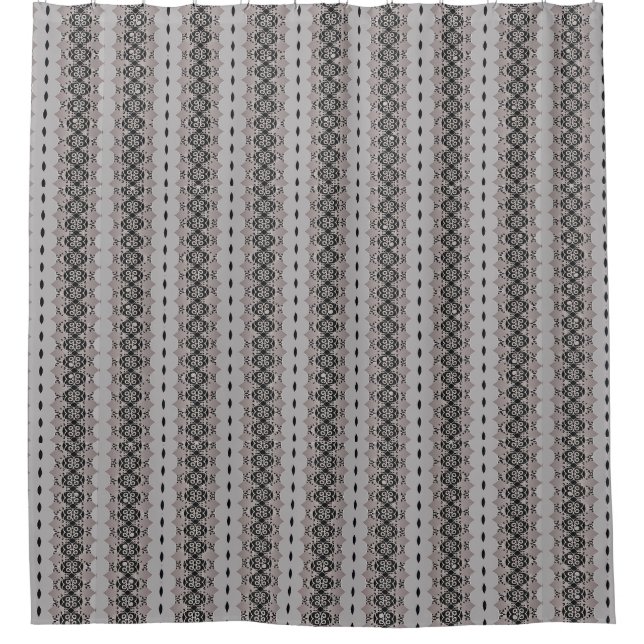 Elegant Black and Gray Ornamental Pattern Shower Curtain (Front)